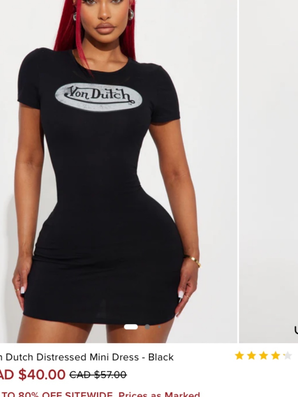 Fashion Nova x Von Dutch Graphic Logo Distressed Mini Dress Black M NWOT